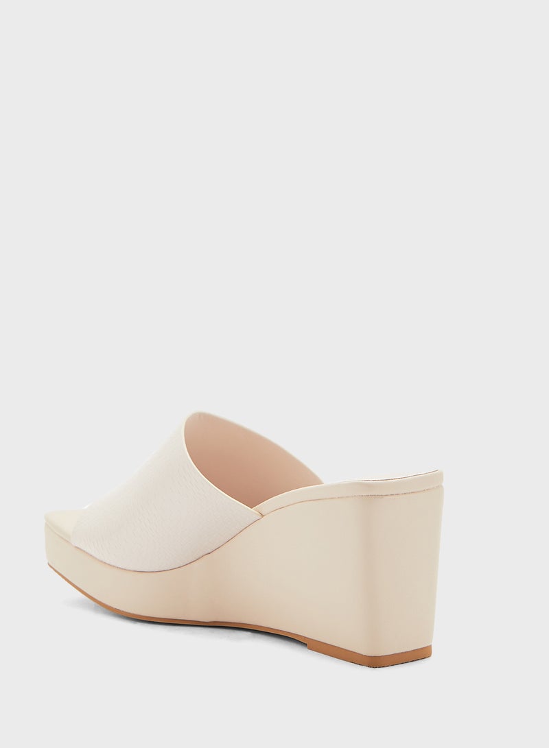 Textured Mule Wedge Sandal