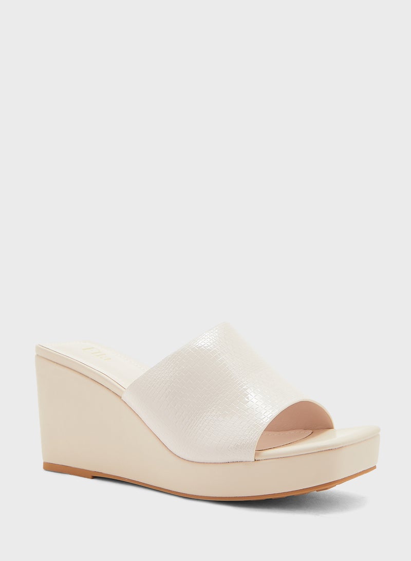 Textured Mule Wedge Sandal