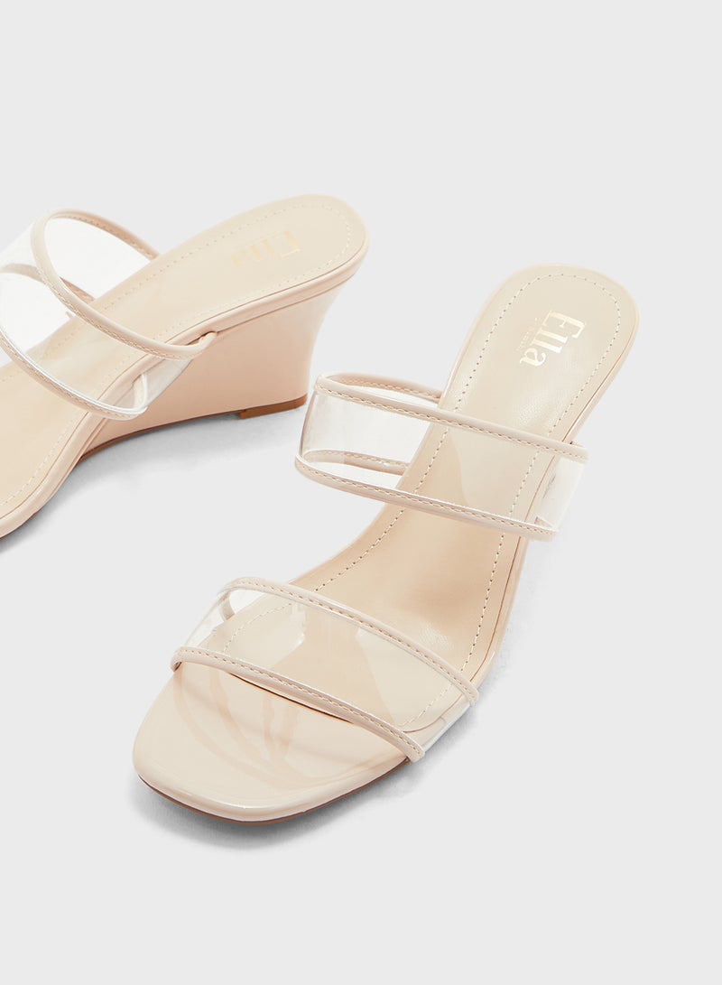 Clear Strap Wedge Sandal