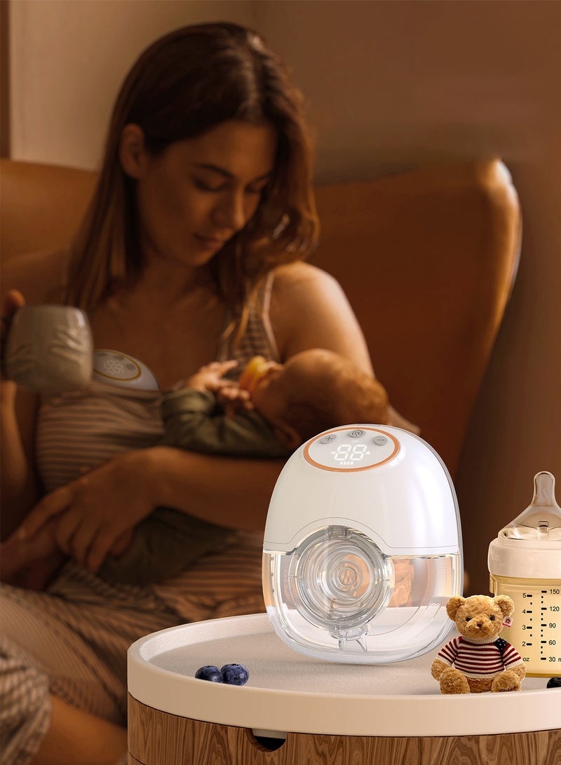 Wearable Breast Pump Hands Free with 4 Modes & 12 Levels Low Noise Portable Electric Breast Pump 10 Milk Storage Bags