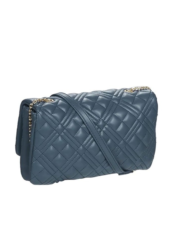 Denim Soft  Handbag with Chic Gold Details for Women