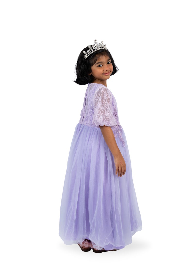 Julietta Purple Party Dress with Sleeves