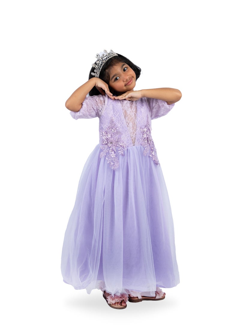 Julietta Purple Party Dress with Sleeves