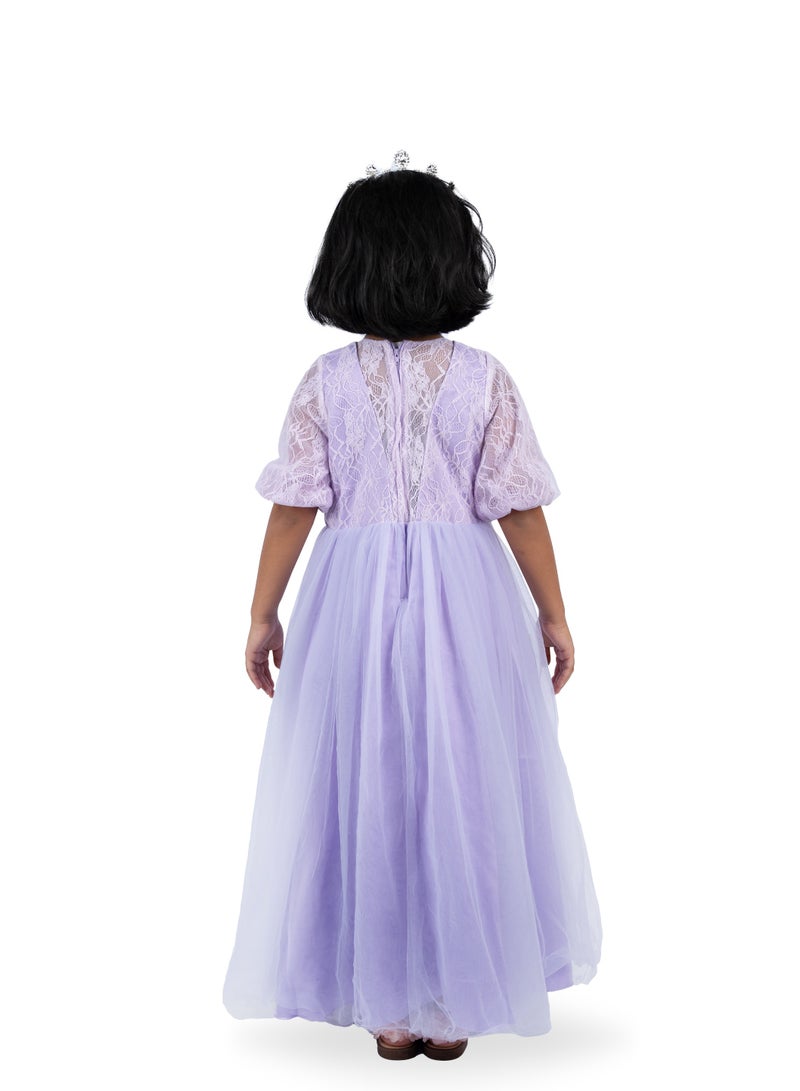 Julietta Purple Party Dress with Sleeves