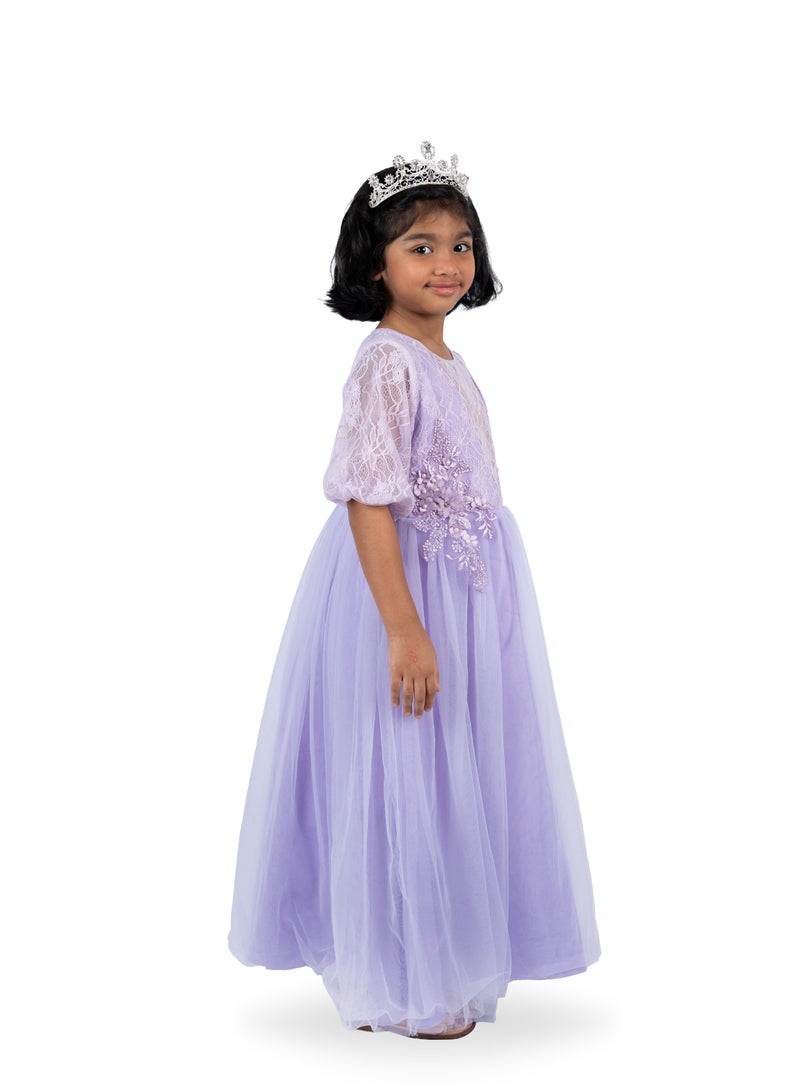 Julietta Purple Party Dress with Sleeves