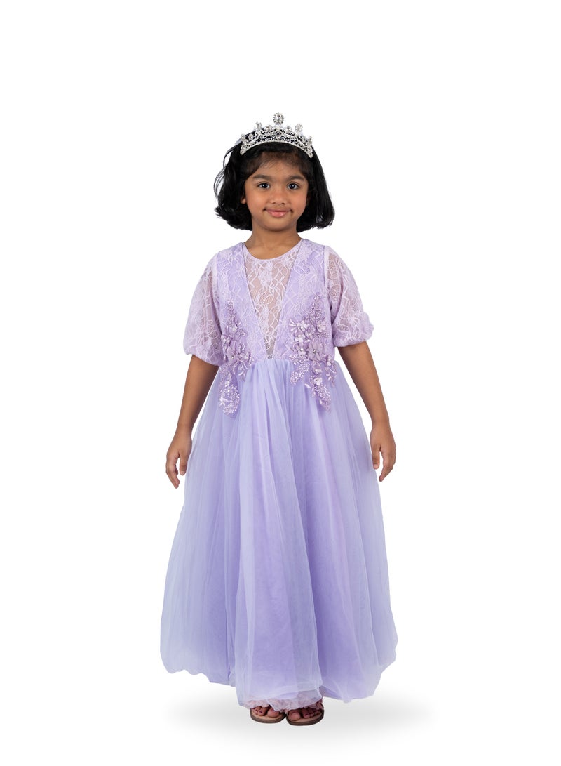 Julietta Purple Party Dress with Sleeves