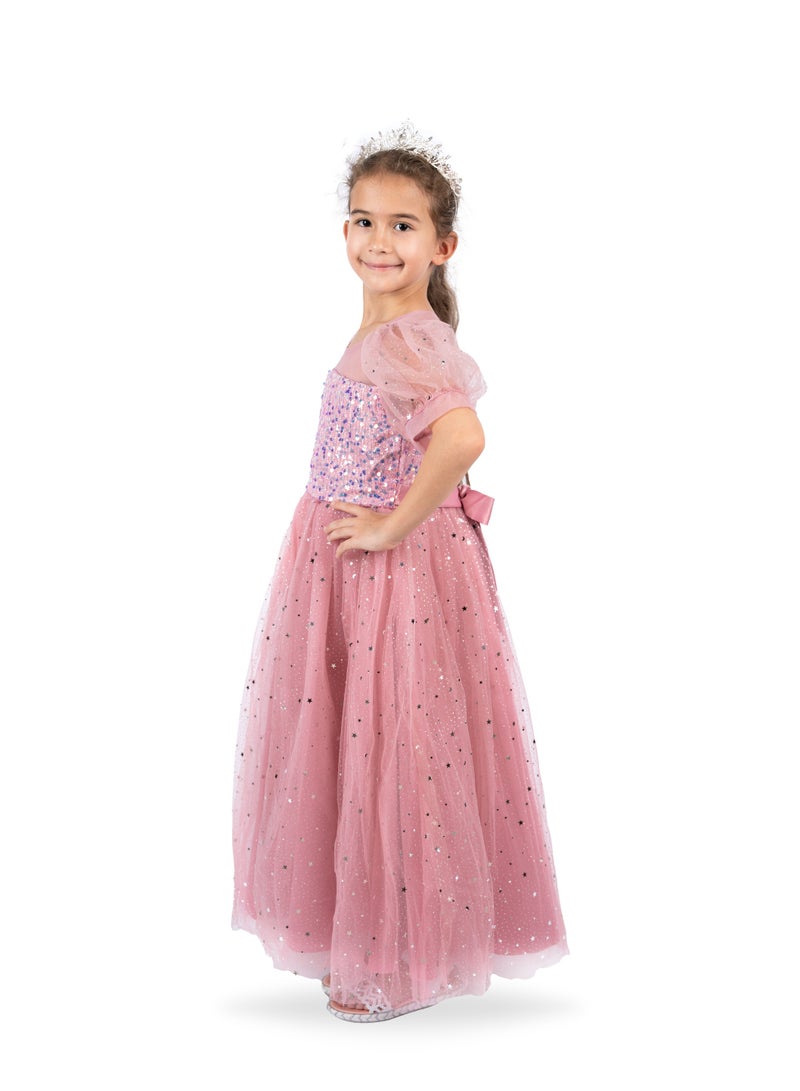 Dark Pink Party Dress Sequin Stars