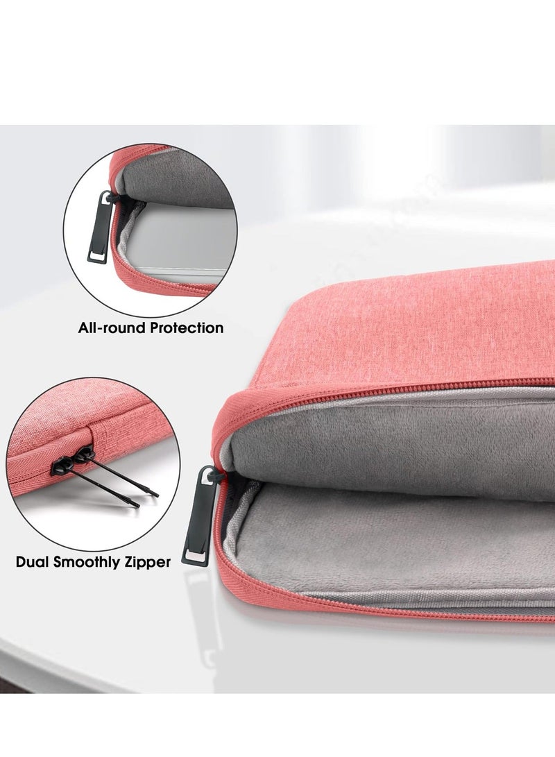 13 inch Laptop Sleeve Bag Compatible with MacBook Air Mac Pro M1 Surface Lenovo Dell HP Computer Bag Accessories Polyester Case with Pocket (Pink)