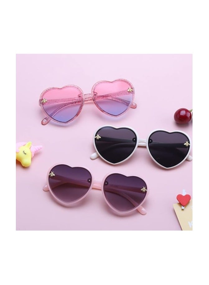 4 Pairs Kids Sunglasses for Toddler Girls Cute Outdoor Beach Round Heart Shaped Sunglasses Eyewear for Kids Children Gifts