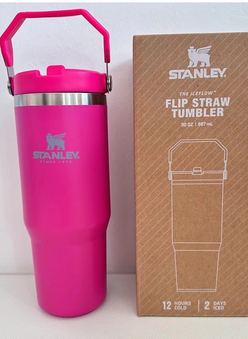 STANLEY IceFlow Stainless Steel Tumbler with Straw, Vacuum Insulated Water Bottle for Home, Office or Car, Reusable Cup with Straw Leak Resistant Flip 30oz