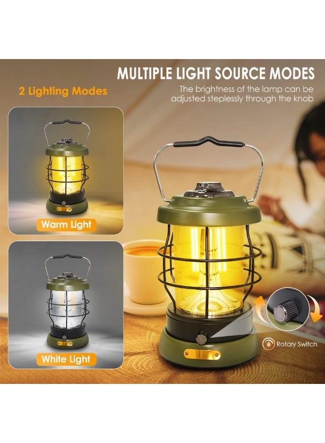 Rechargeable Camping Lantern 1500 High Lumens Hurricane Camp Light 2 Modes Portable Electric Tent Lamp Hands-Free Flashlight Lantern 5000 Mah Battery Led Lanterns For Power Outages