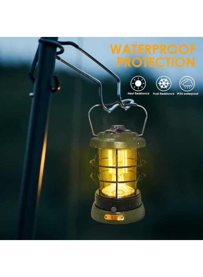 Rechargeable Camping Lantern 1500 High Lumens Hurricane Camp Light 2 Modes Portable Electric Tent Lamp Hands-Free Flashlight Lantern 5000 Mah Battery Led Lanterns For Power Outages