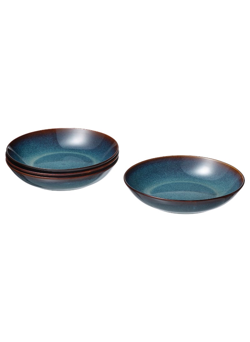 Stylish Ceramic Deep Plate, Blue Glaze, 21 cm