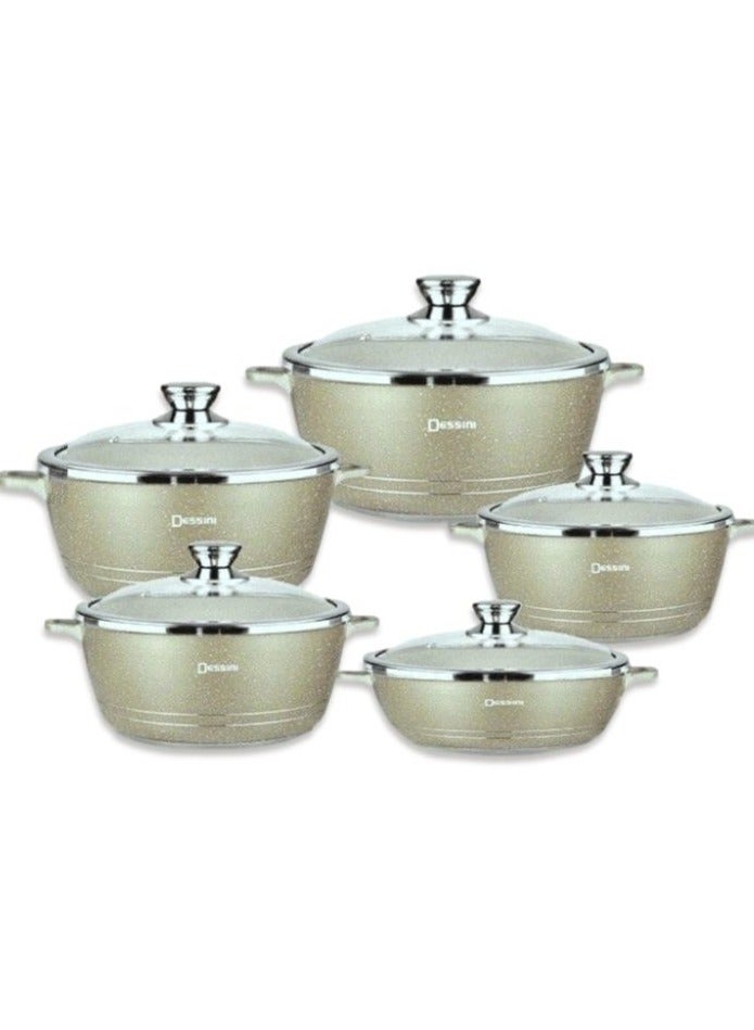 10-Piece Granite Cookware Set Beige