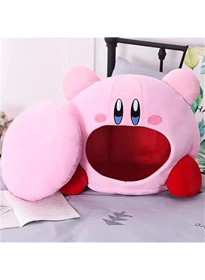 Cute kirbу Star Plush Toys Headgear,Soft Sleep Pillow Cap,Inhalation Nap Cover,Cat Nap Plush Pillow Hat,Pink Bear Face with Open Mouth Toy Doll.