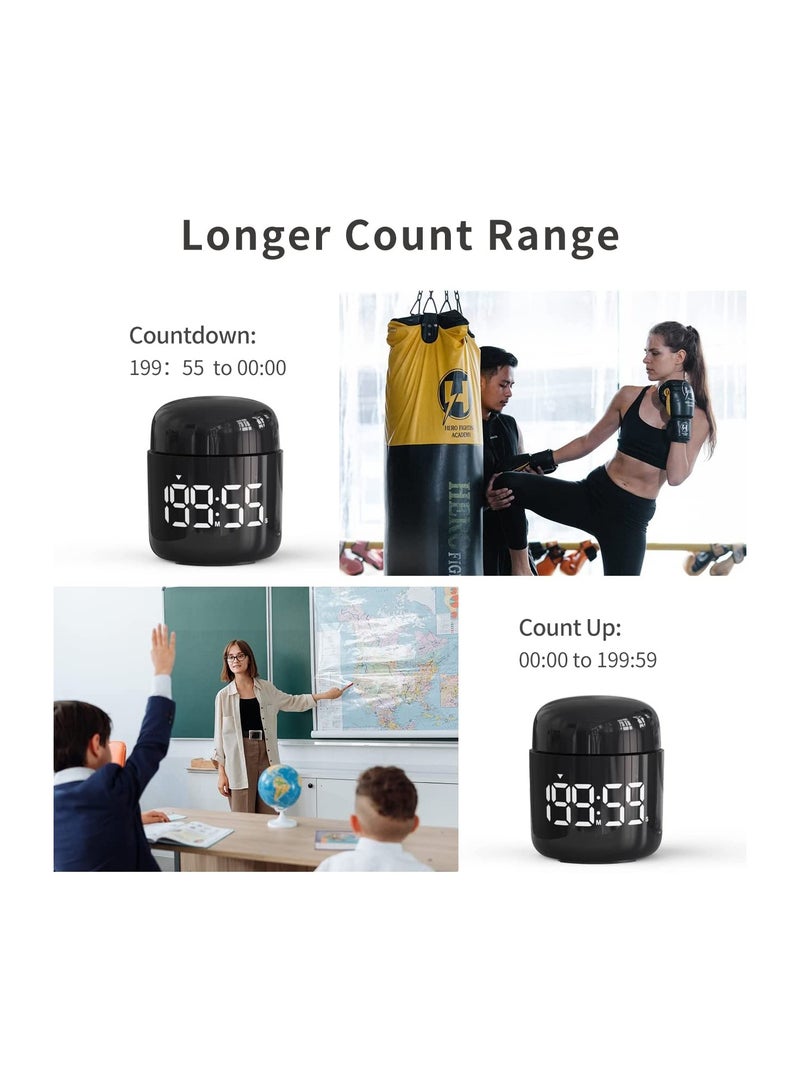 SYOSI Digital Timer, Rotary Countup Timer with Large LED Display Volume Adjustment, Timer for Cooking, Classroom Time for Kids and Teachers. (Black)