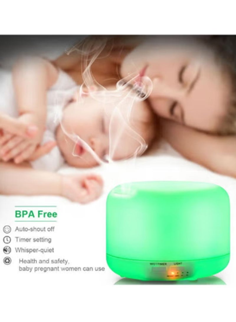 Aroma Diffuser Essential Oil Air Humidifier 7-Colour LED Light Lamp 500ml