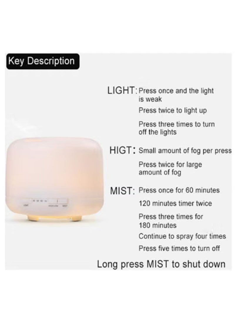 Aroma Diffuser Essential Oil Air Humidifier 7-Colour LED Light Lamp 500ml