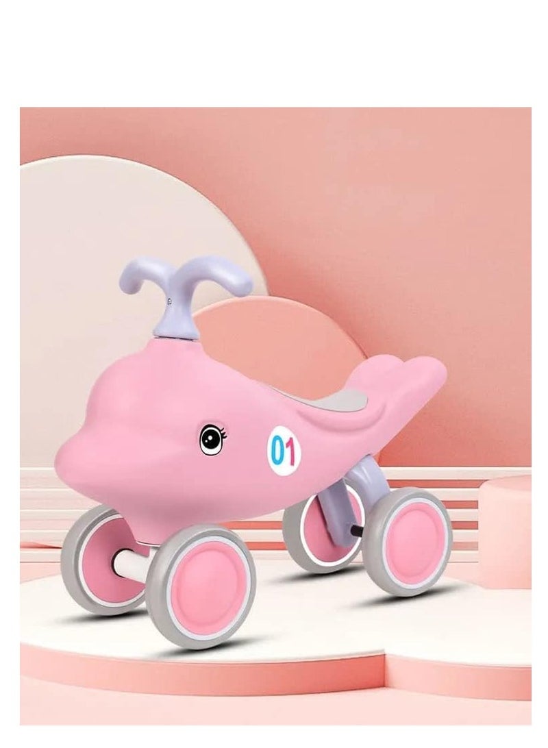 UKR Ride-On Dolphin Pink 4 Wheels Kids' Balance Ride on Animals Push Toy Toddlers Activity