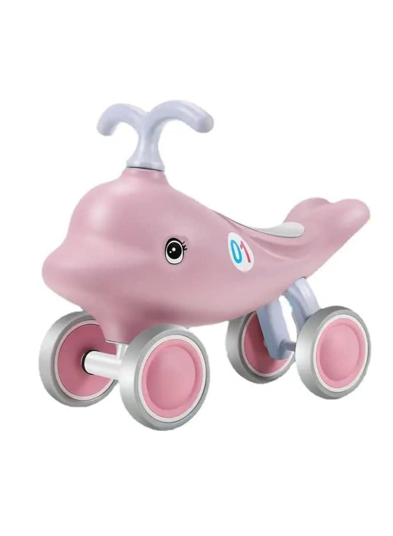 UKR Ride-On Dolphin Pink 4 Wheels Kids' Balance Ride on Animals Push Toy Toddlers Activity