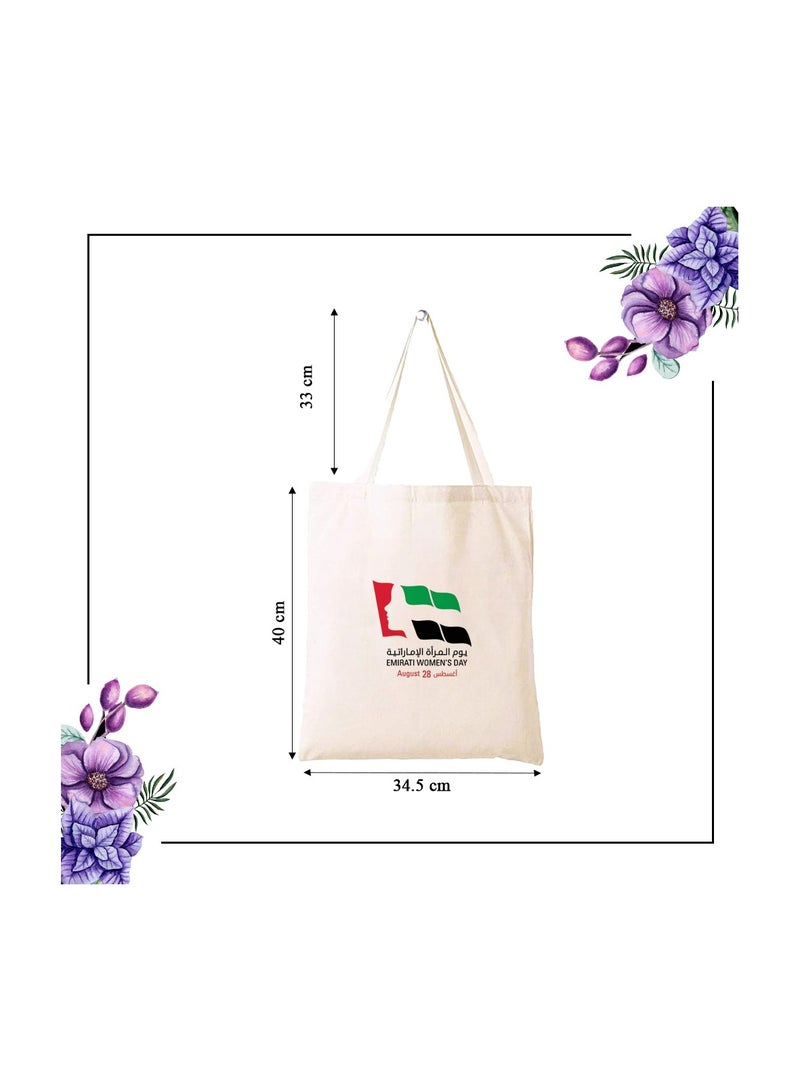 Emirati Womens Day Eco-Friendly Cotton Bag – Celebrate Emirati Women with this Stylish and Durable Reusable Bag – Perfect for Daily Use, Shopping, and Gifting