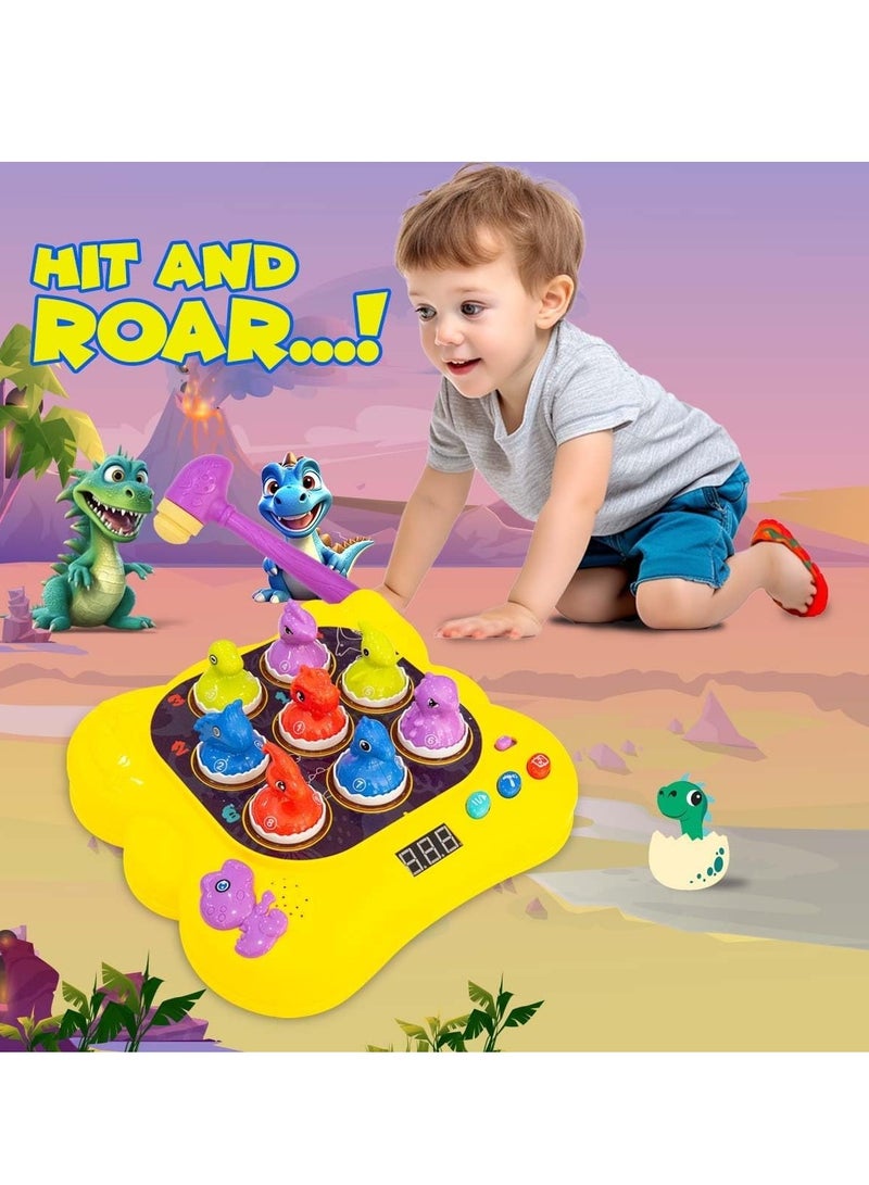 UKR Dino Pop and Pounce Game,Whack a Dinosaur Interactive Educational Toy|Whack a Mole Game for Toddlers (Yellow)