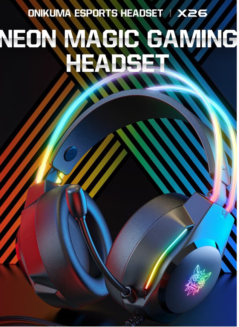 X26 Gaming Headset Over-Ear Gaming Wired Headphones with Mic for PS4/PS5/XOne/XSeries/NSwitch/PC