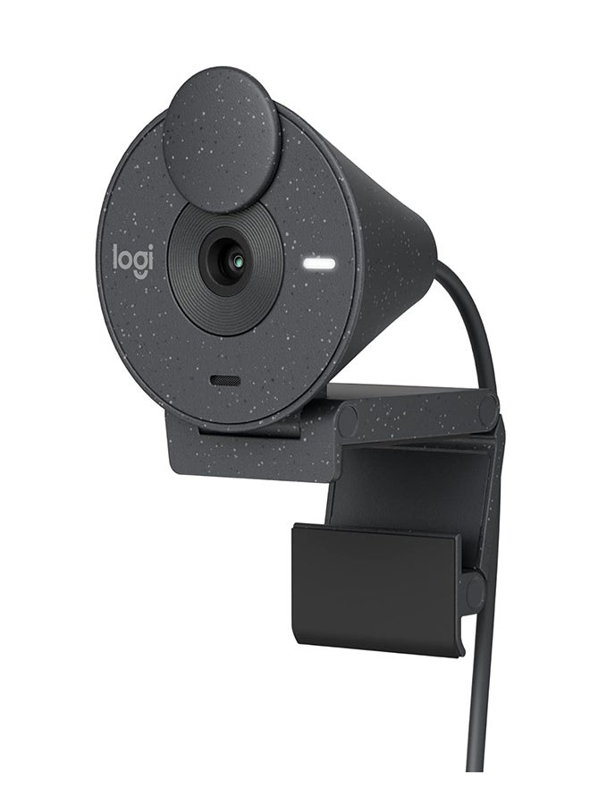 Logitech Brio 300 Full HD Webcam with Privacy Shutter, Noise Reduction Microphone, USB-C, Ceritified for Zoom, Microsoft Teams, Google Meet, Auto Light Correction - Graphite