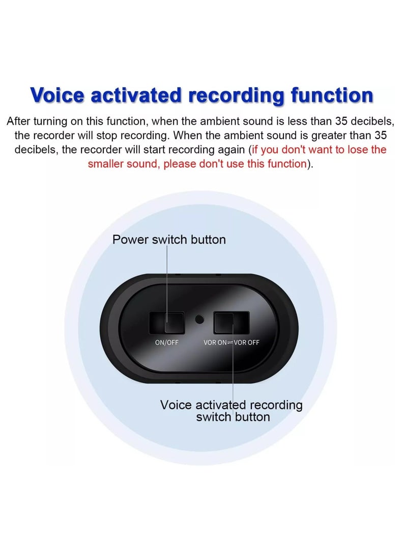 128GB Magnetic Voice Activated Recorder,2000 Hours Recording Capacity,Digital Audio Recorder, Small Recording Devices