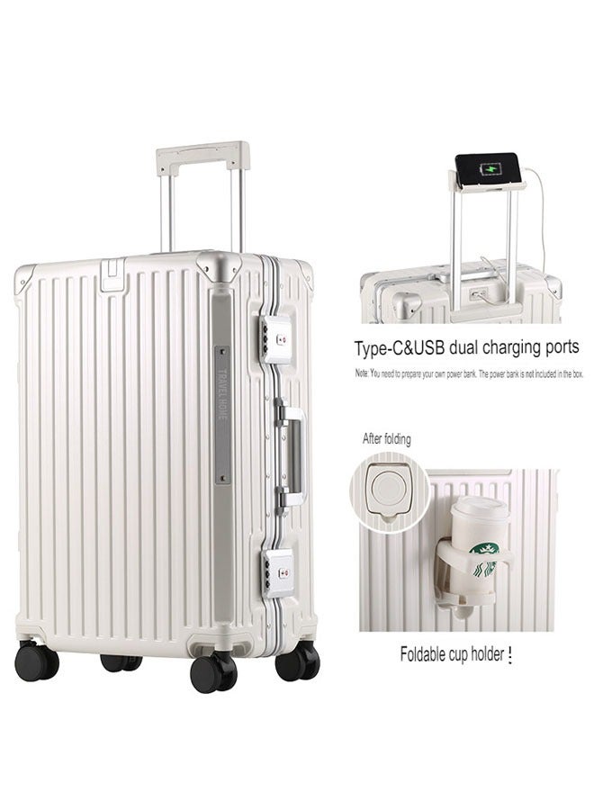 Premium Expandable Aluminum Frame & PC Suitcase With USB charging port and C type 20 Inch