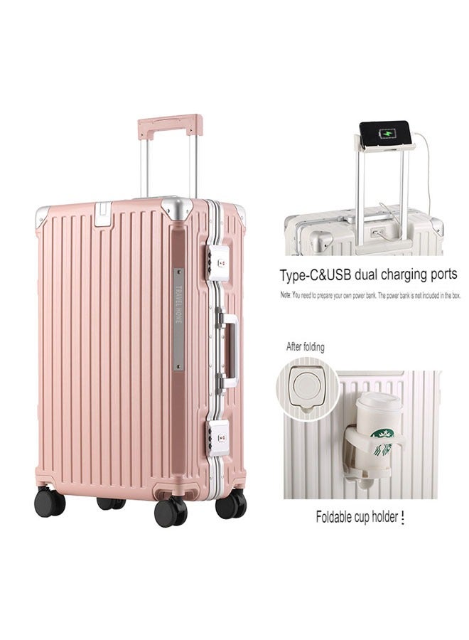 Premium Expandable Aluminum Frame & PC Suitcase With USB charging port and C type 28 Inch