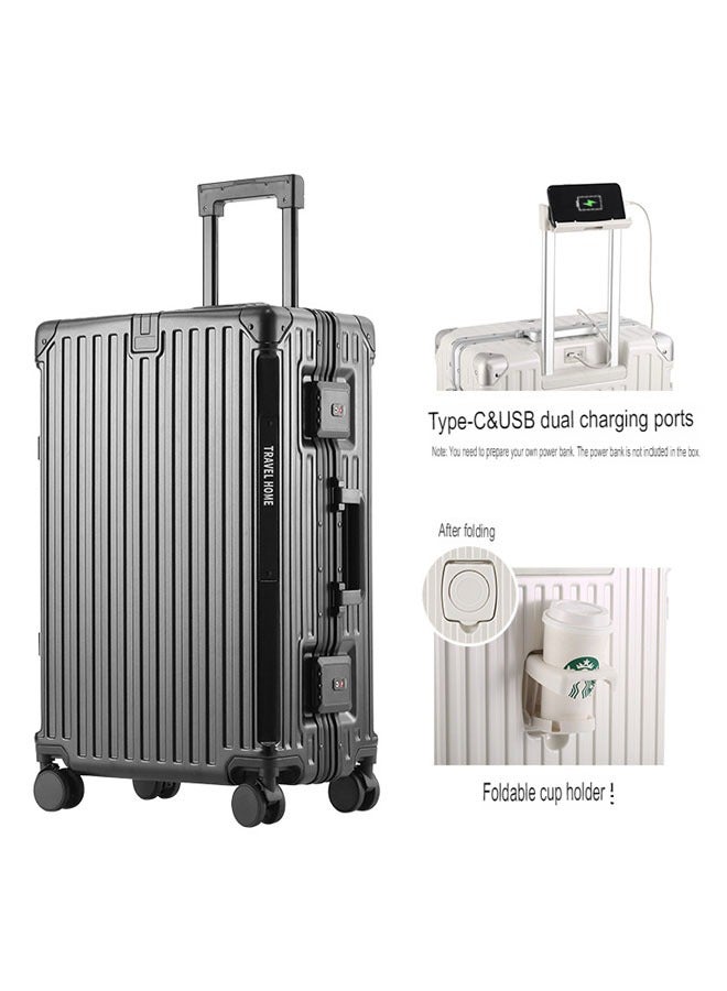 Premium Expandable Aluminum Frame & PC Suitcase With USB charging port and C type 24 Inch