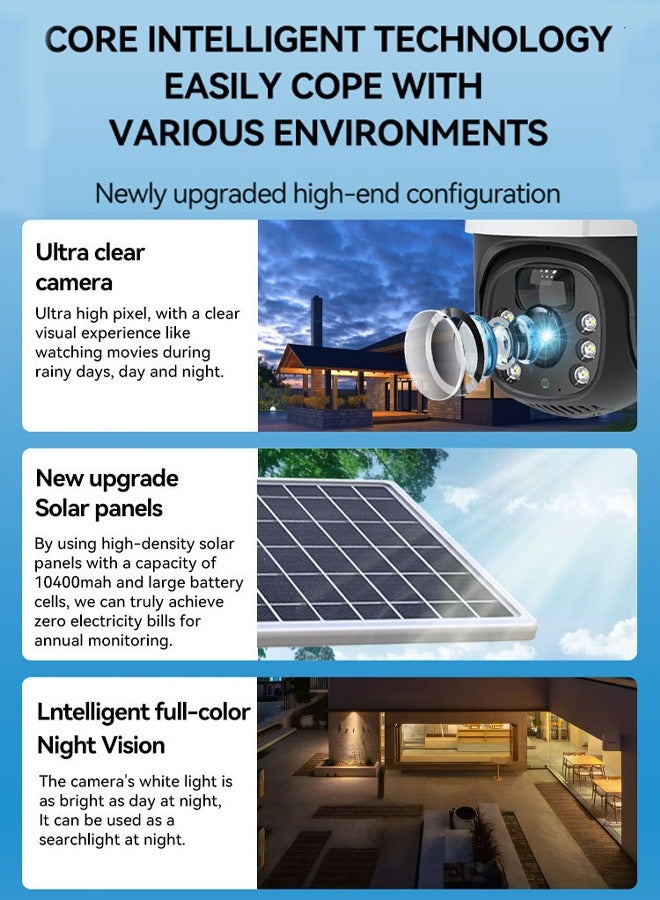 Solar monitoring PTZ ball machine wireless WIFI camera 4G remote full-color night vision high-definition camera