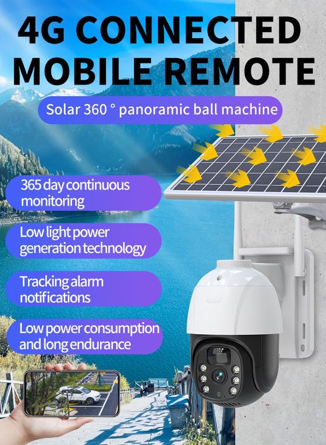 Solar monitoring PTZ ball machine wireless WIFI camera 4G remote full-color night vision high-definition camera