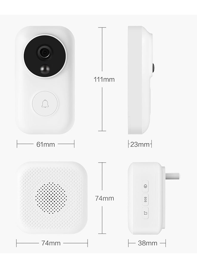 AI Face Identification FJ01MLTZ 720P IR Night Vision Video Doorbell Set White