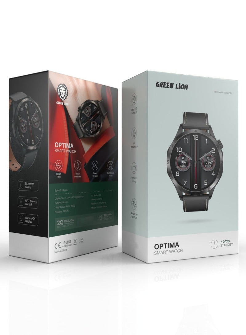 Optima Smart Watch MA20S 1.43inch IPS Screen/7 Days Standby/NFC Access Control/ChatGPT Function - Black