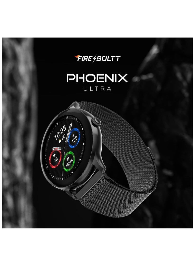 Fire-Boltt Phoenix Ultra Luxury Stainless Steel, Bluetooth Calling Smartwatch, AI Voice Assistant, Metal Body with 120+ Sports Modes, SpO2, Heart Rate Monitoring (Dark Grey)