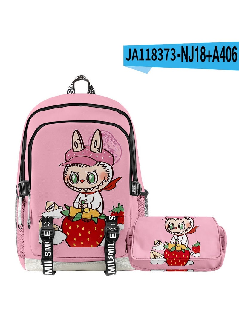 Cartoon Printed School Bag Backpack Double-Layer Pencil Bag Two-Piece Set 44*30*18cm