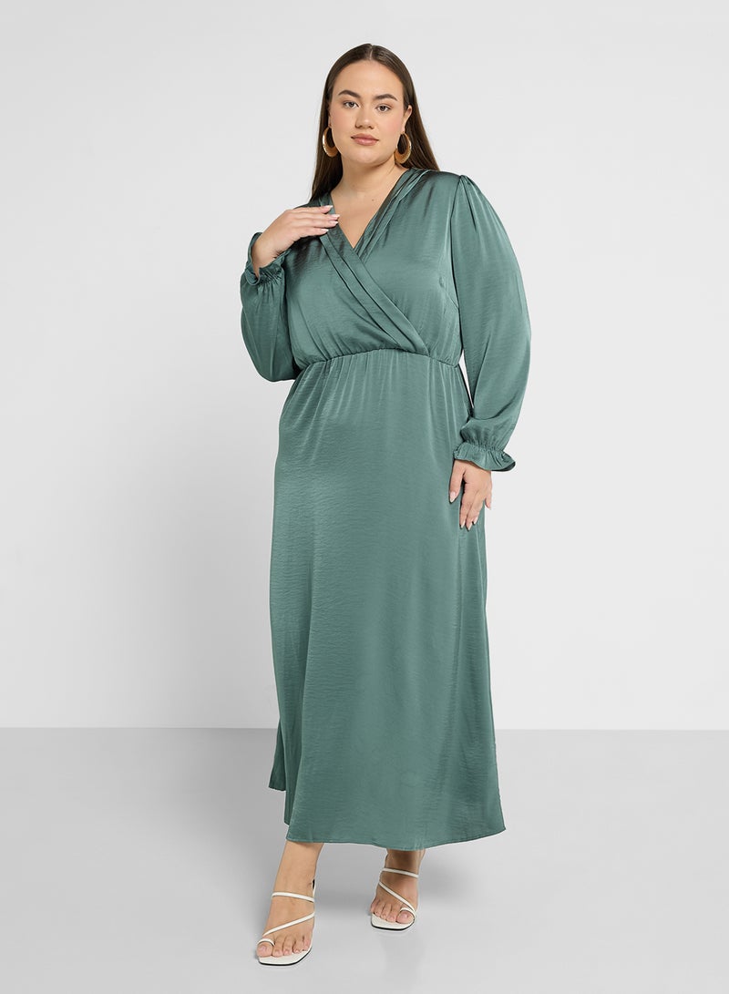 Surplice Neck Tiered Dress