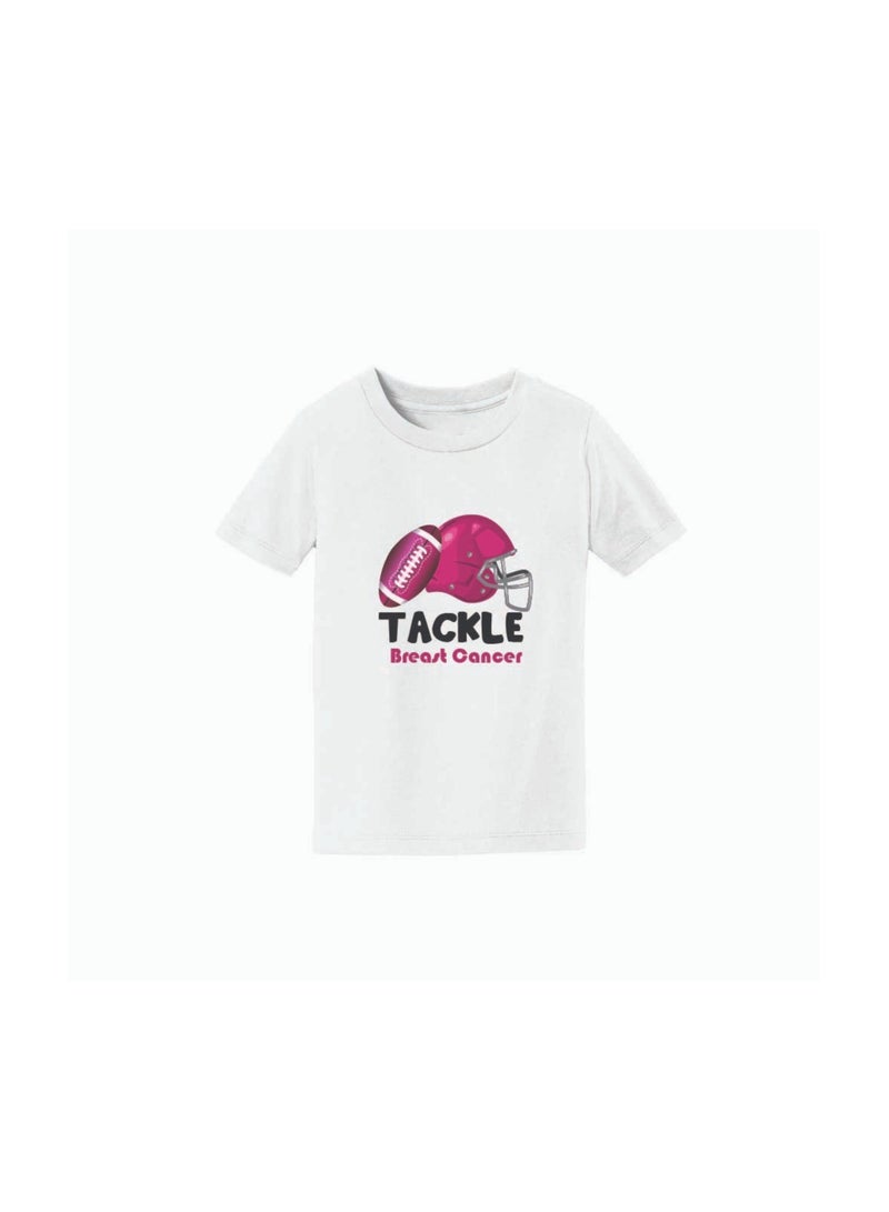 PinkCancer Awareness Kids T-Shirts For Boys-Support And Inspire With Pink Ribbon Design-Round Neck Short Sleeve Soft Cotton T-Shirt