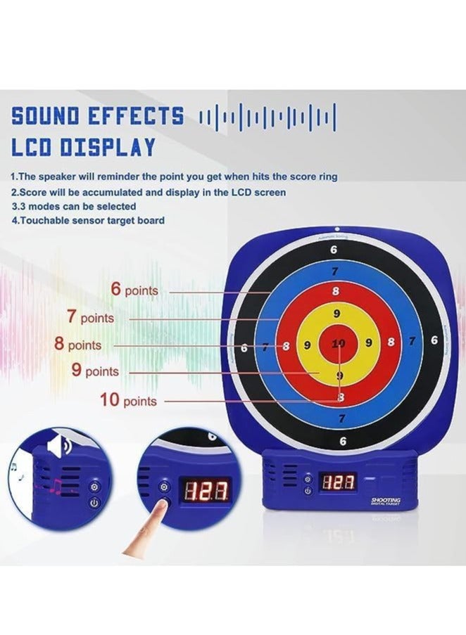 UKR Electronic Shooting Target Toy – Round Digital Scoring Game for Boys Ages 5-10+ with 2 Foam Dart Blasters – Fun Interactive Play