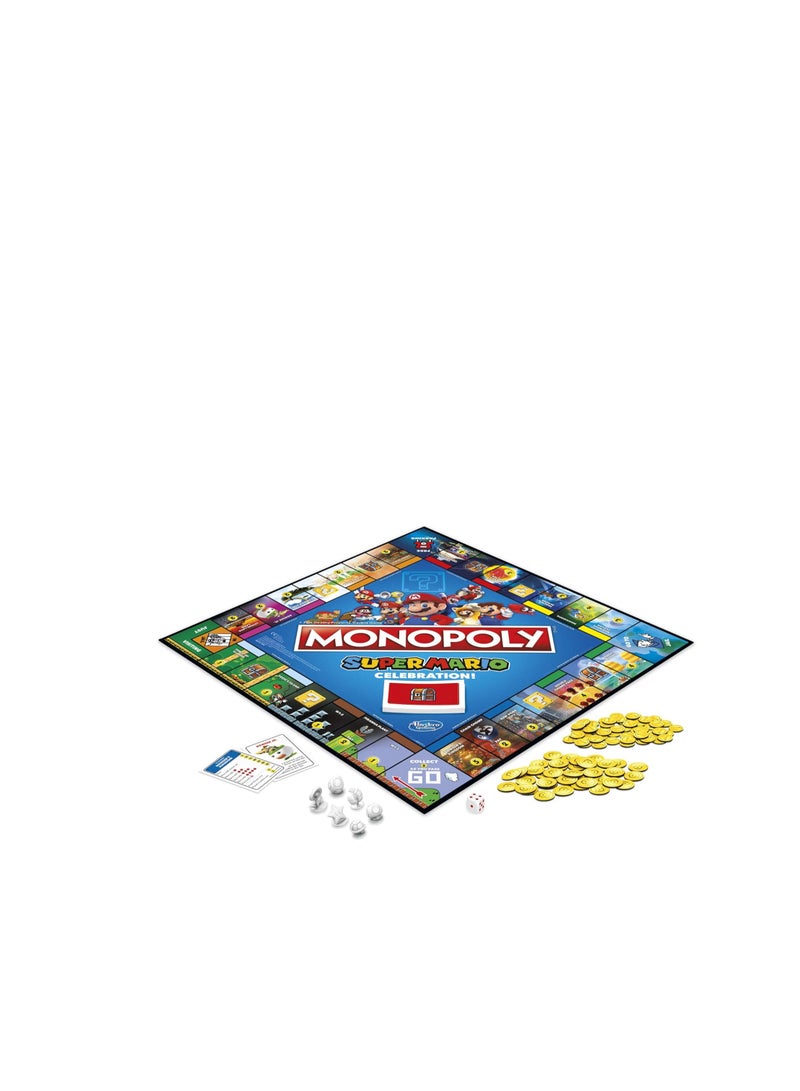 Hasbro Monopoly Super Mario Celebration Edition Board Game - For Super Mario Fans Ages 8+ with Video Game Sound Effects