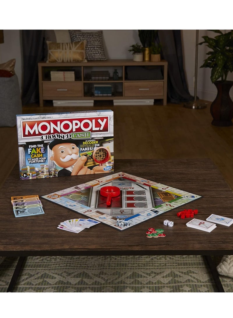 Monopoly Crooked Cash Board Game - Family Fun for Kids Ages 8+ with Mr. Monopoly's Decoder Included