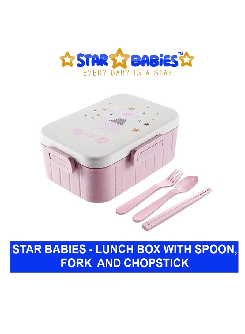 Star Babies  Lunch Box with Separator and Cutlery - 18.5x14x7.5 cm - Pink