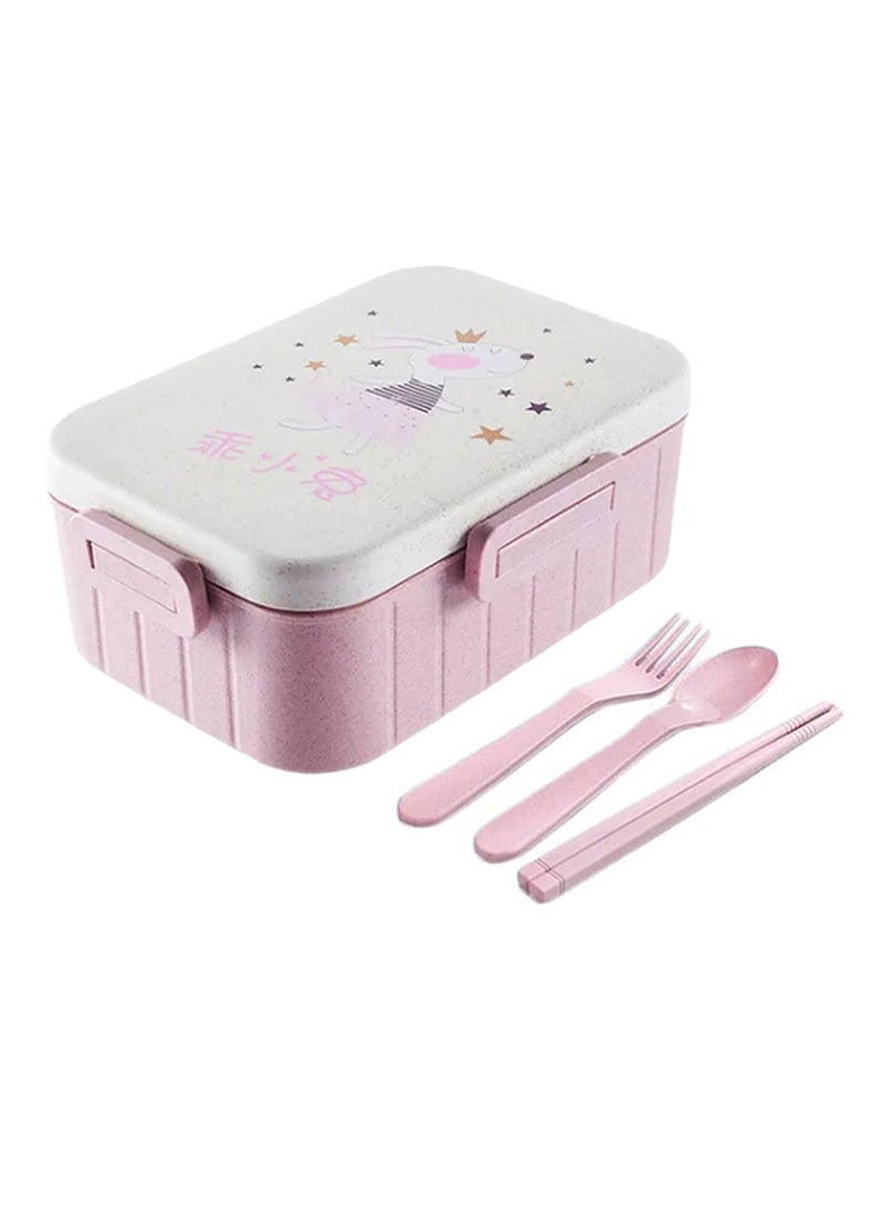 Star Babies  Lunch Box with Separator and Cutlery - 18.5x14x7.5 cm - Pink