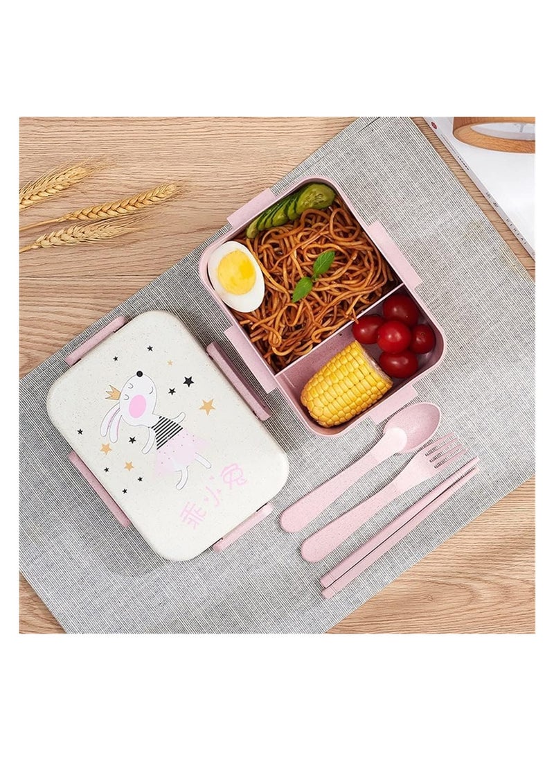 Star Babies  Lunch Box with Separator and Cutlery - 18.5x14x7.5 cm - Pink