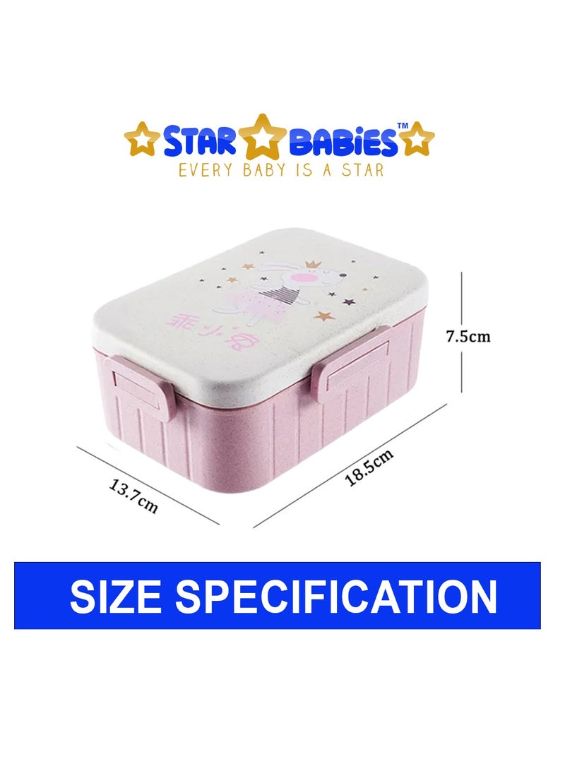 Star Babies  Lunch Box with Separator and Cutlery - 18.5x14x7.5 cm - Pink