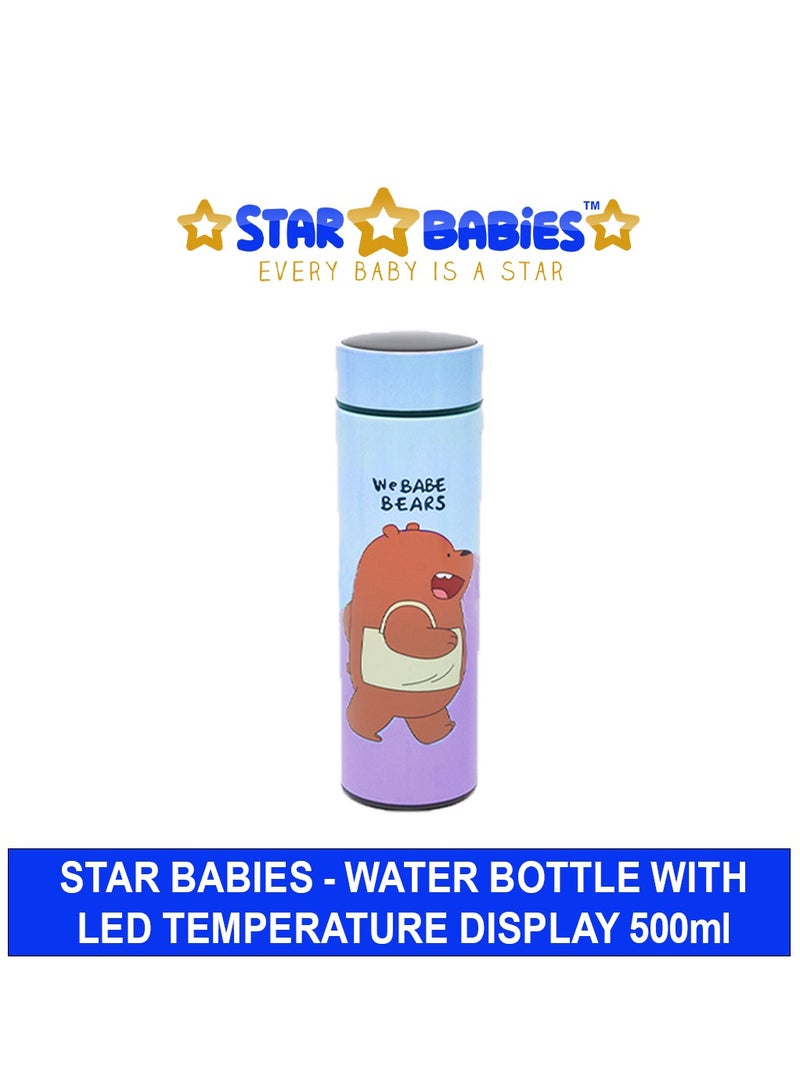 Star Babies Baby Bear Water Bottle with LED Temperature Display,Double Walled Vacuum Insulated Water Bottle stainless Steel Sports AutomotiveTravel Mug,BPA-free Leak Proof Keep Cold and Keep Warm 12H - 500ml