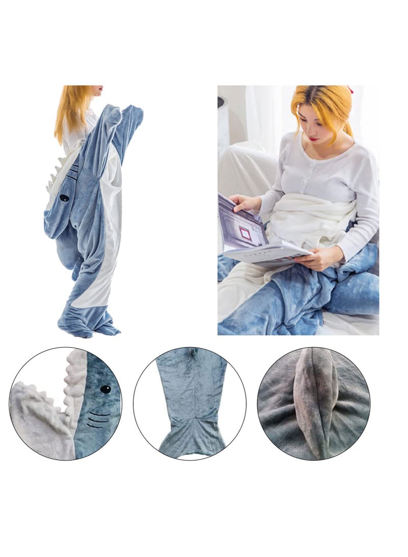 Cozy Shark Blanket Hoodie for All Ages Wearable Shark Onesie Sleeping Bag Ideal Gift for Shark Lovers