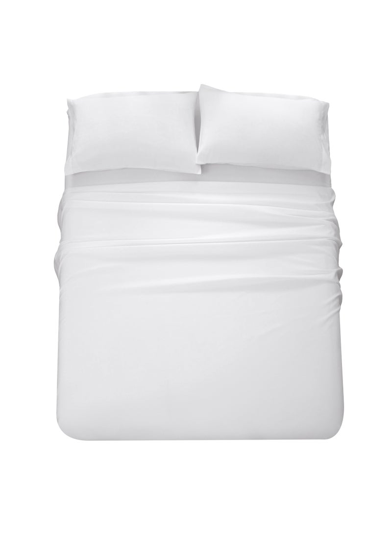 Panax Bedding Queen Bed Sheets Set - 4 Piece Bedding - Brushed Microfiber - Shrinkage and Fade Resistant - Easy Care (White, Queen)